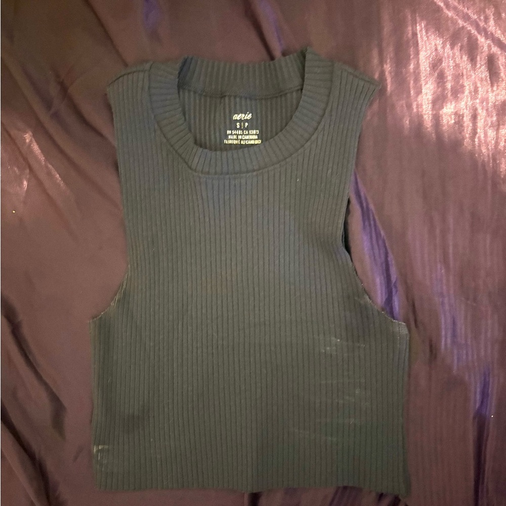 Aerie Black Ribbed Muscle Tee